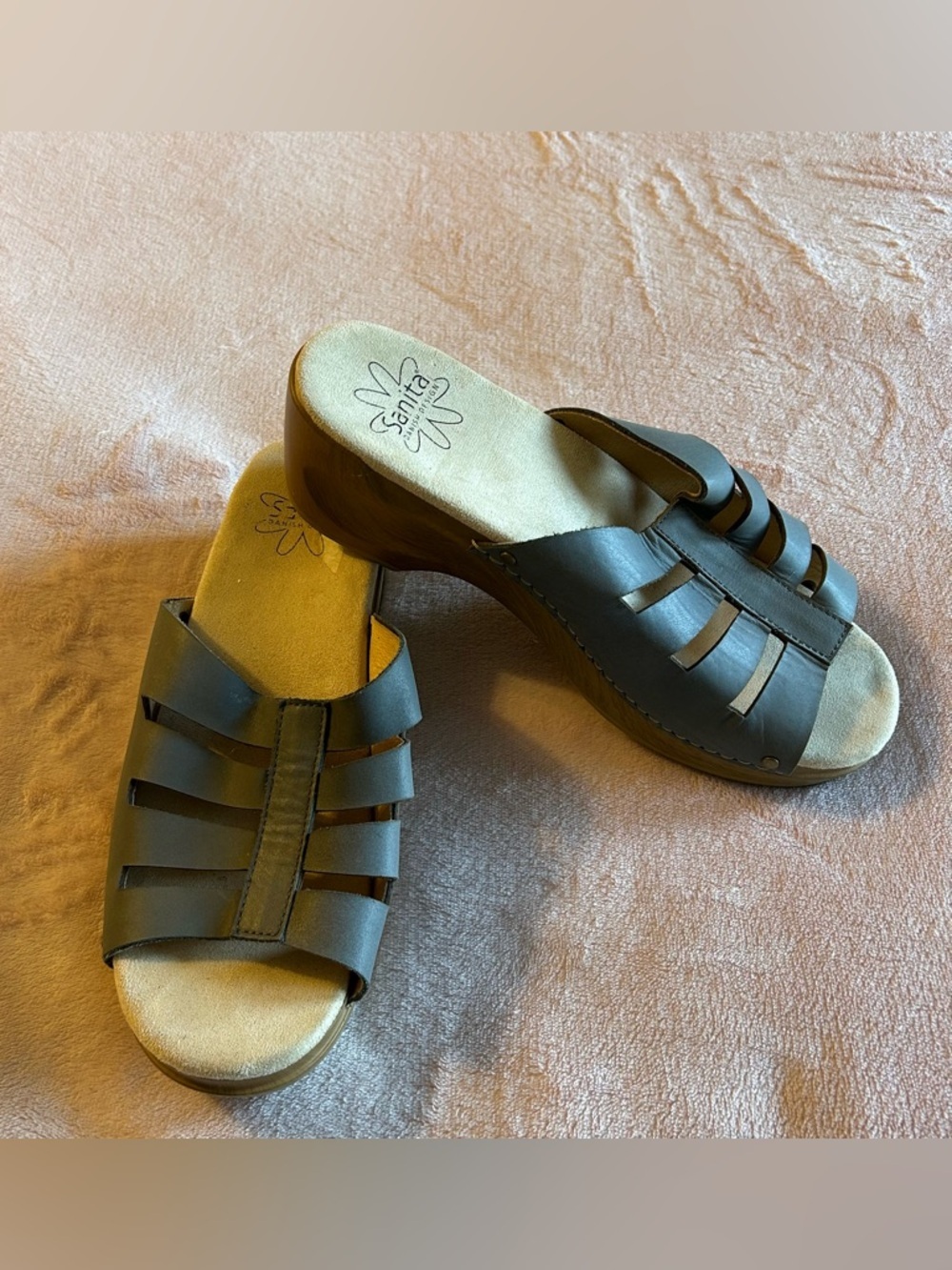 Sanita blue leather clog sandals size 40 summer casual vacation